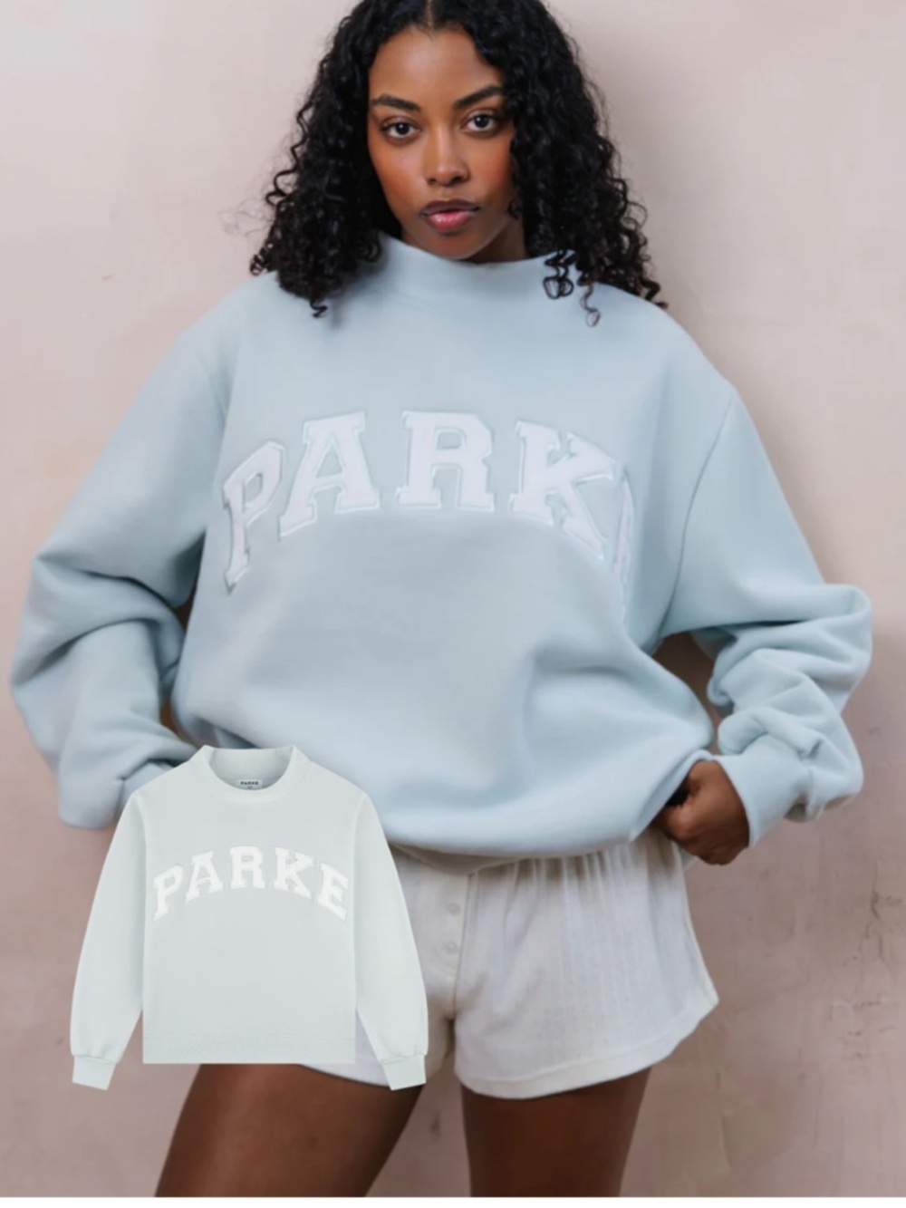 Parke Bridal Pale Pale Blue Pullover Sweatshirt Mockneck LXL